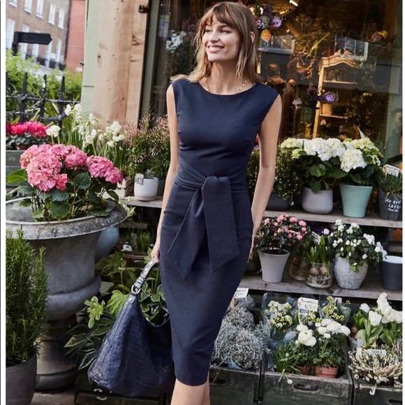 Boden Dresses & Skirts - Boden Jessica Ponte Midi Tie Waist Dress Blue 10
